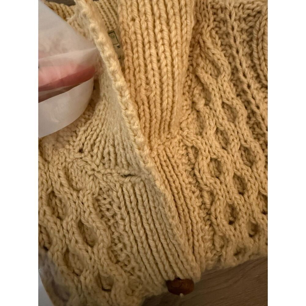 Vtg 60's 70's Abercrombie & Fitch Virgin Wool Cable Knit Cardigan Ireland M/L - Picture 10 of 11